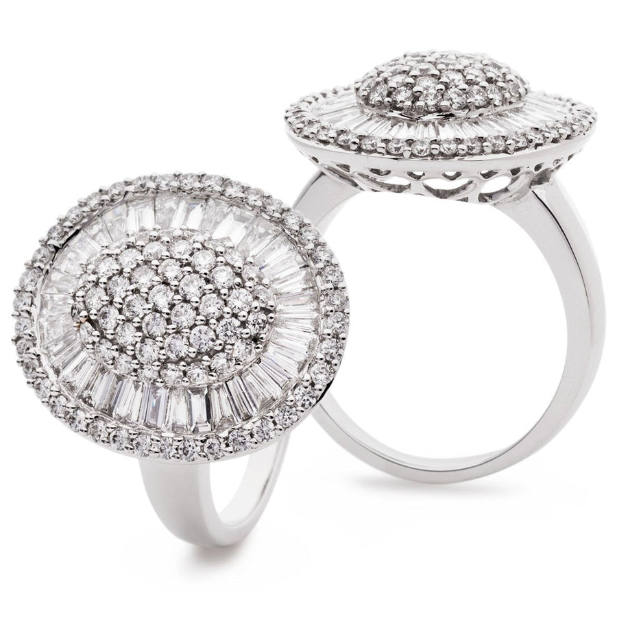 Diamond Oval Fancy Cluster Ring 2.00ct F-VS Quality in 18k White Gold - David Ashley