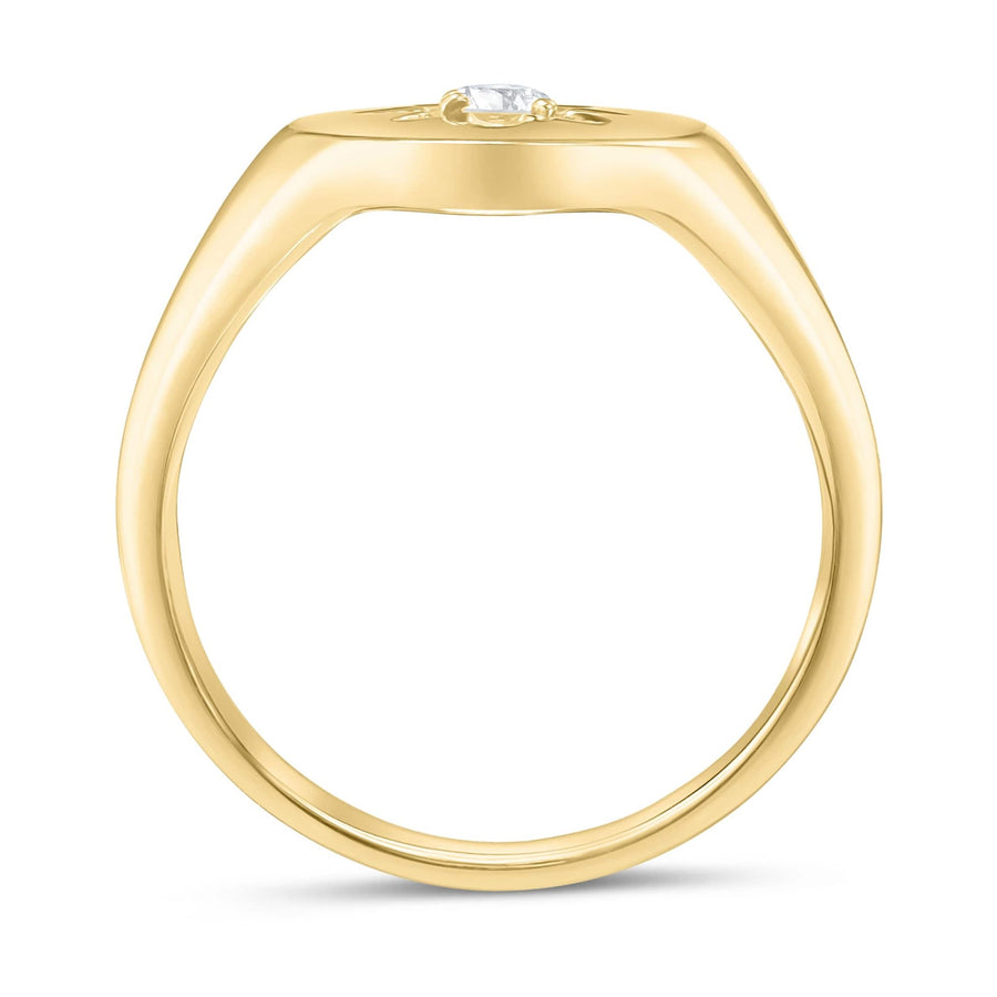Diamond Oval Shape Signet Ring 0.12ct G-SI Quality set in 9ct Yellow Gold - David Ashley