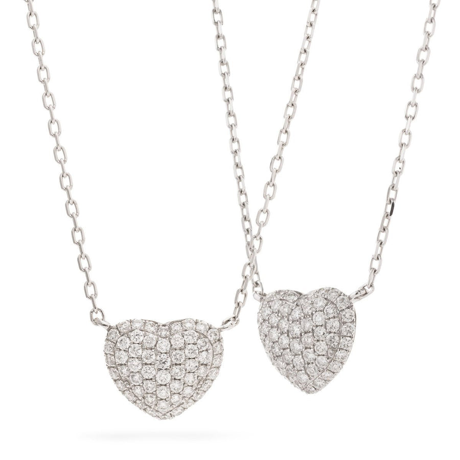 Diamond Pave Heart Necklace 0.50ct F VS Quality in 18k White Gold - David Ashley