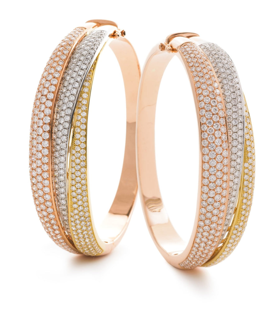 Diamond Pave Set Bangle 7.80ct F VS Quality in 18k 3 Tone Gold - David Ashley