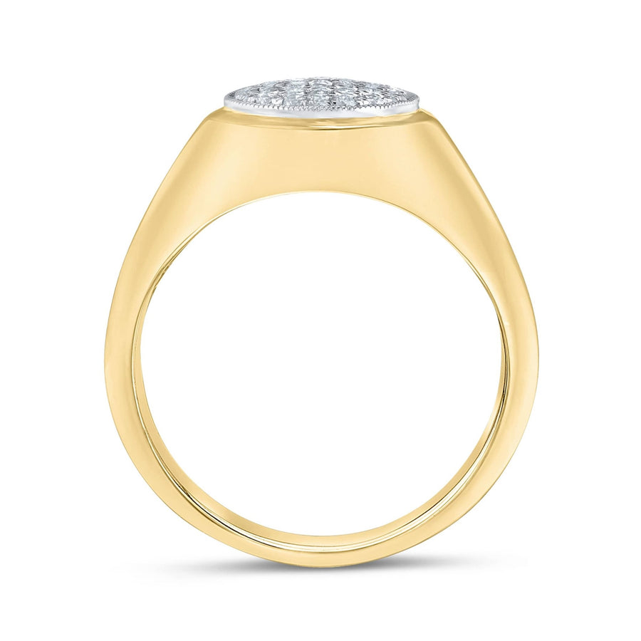 Diamond Round Signet Ring 0.33ct G-SI Quality set in 9ct Yellow Gold - David Ashley