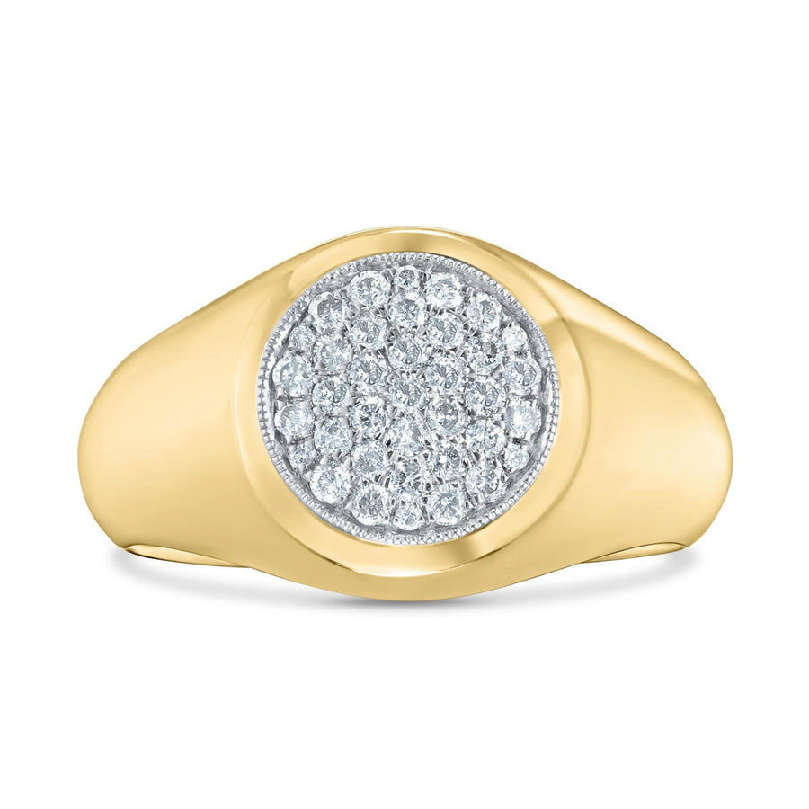 Diamond Round Signet Ring 0.33ct G-SI Quality set in 9ct Yellow Gold - David Ashley