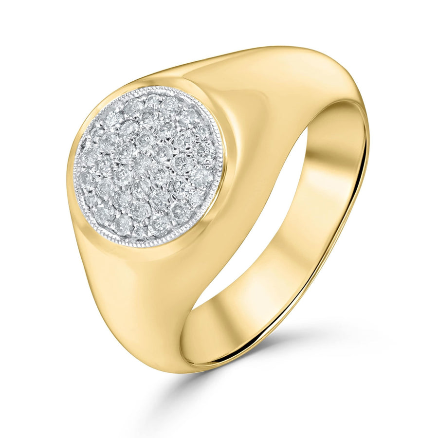 Diamond Round Signet Ring 0.33ct G-SI Quality set in 9ct Yellow Gold - David Ashley