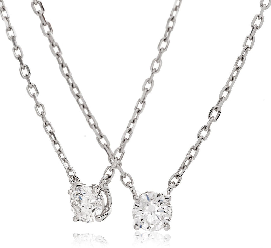 Diamond Solitaire Necklace 0.35ct F VS Quality in 18k White Gold - David Ashley