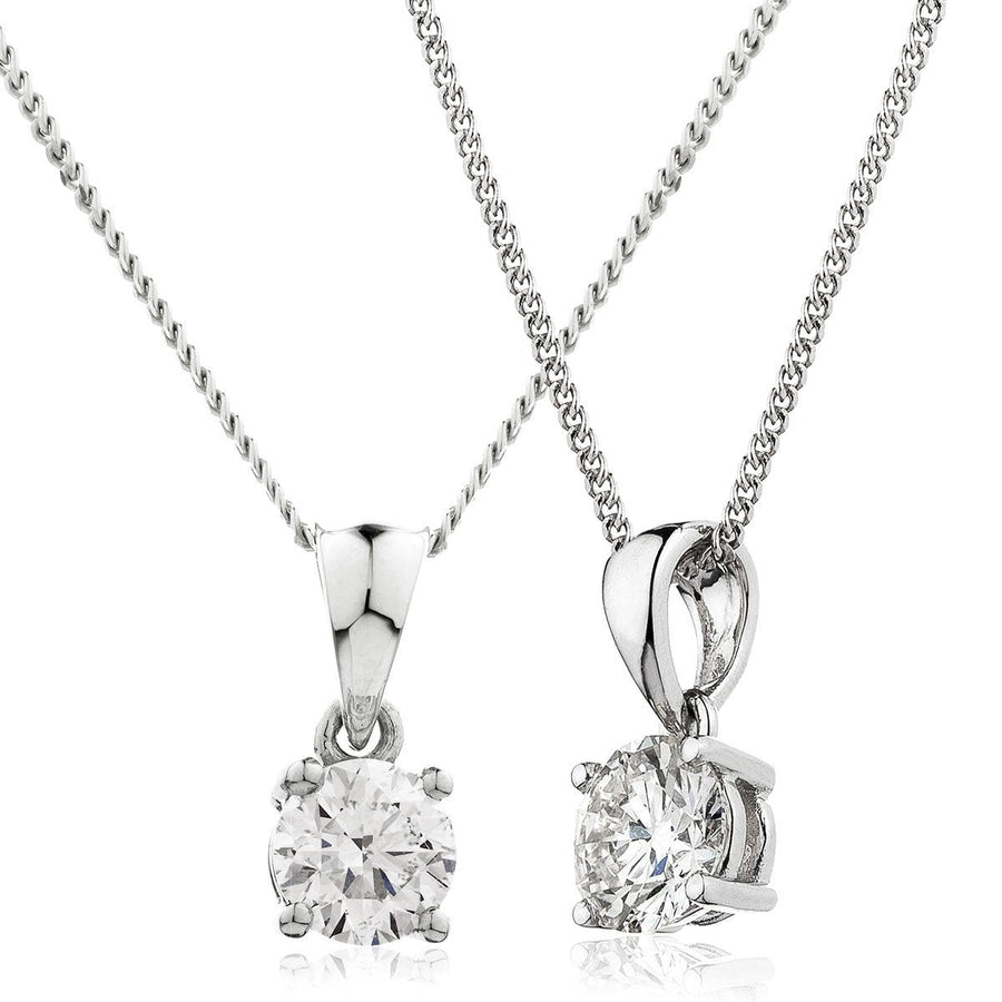 Diamond Solitaire Necklace 0.50ct F VS Quality in 18k White Gold - David Ashley