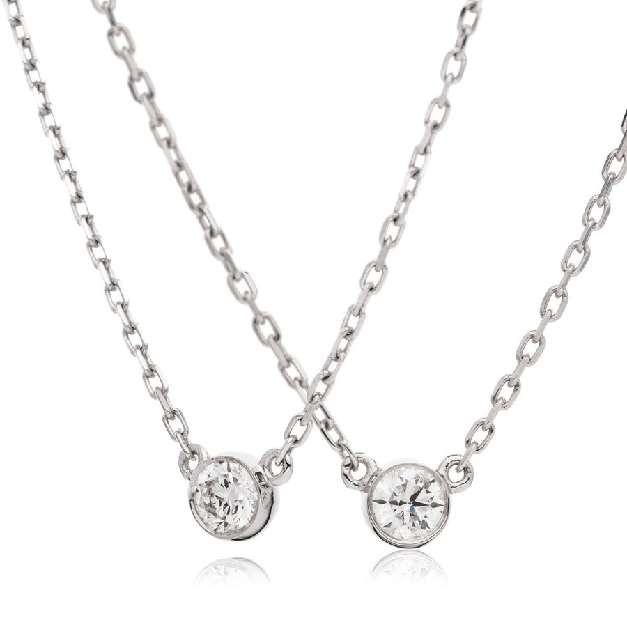 Diamond Solitaire Necklace 0.50ct F VS Quality in 18k White Gold - David Ashley
