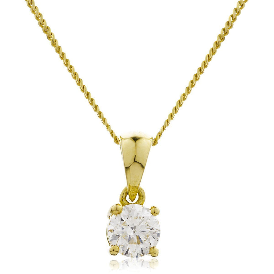 Diamond Solitaire Necklace 0.50ct F VS Quality in 18k Yellow Gold - David Ashley