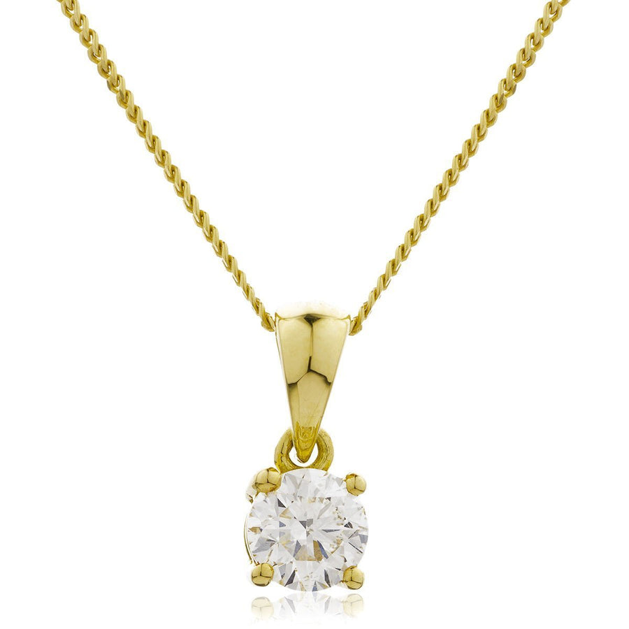 Diamond Solitaire Necklace 1.00ct F VS Quality in 18k Yellow Gold - David Ashley