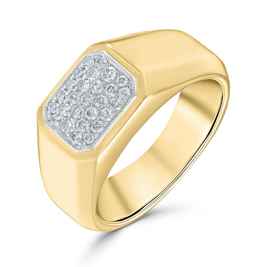Diamond Square Signet Ring 0.33ct G-SI Quality set in 9ct Yellow Gold - David Ashley