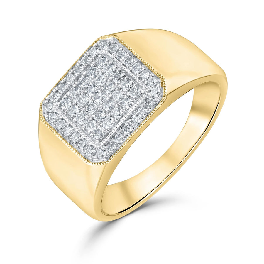 Diamond Square Signet Ring 0.58ct G-SI Quality set in 9ct Yellow Gold - David Ashley