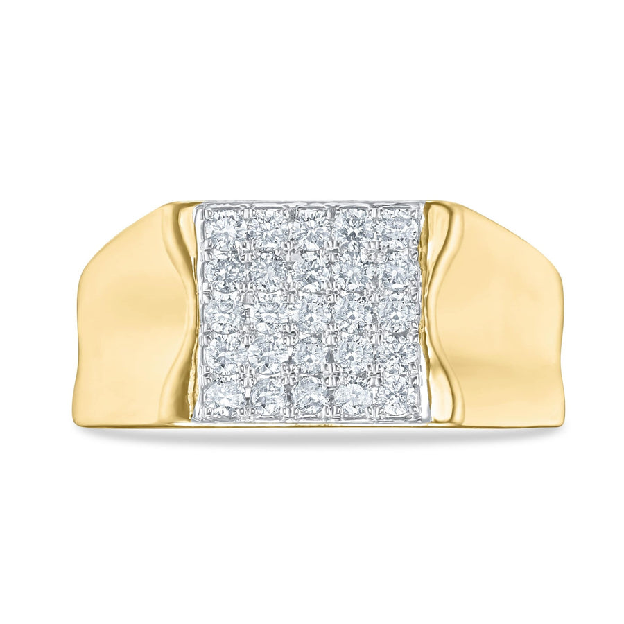Diamond Square Signet Ring 0.63ct G-SI Quality set in 9ct Yellow Gold - David Ashley