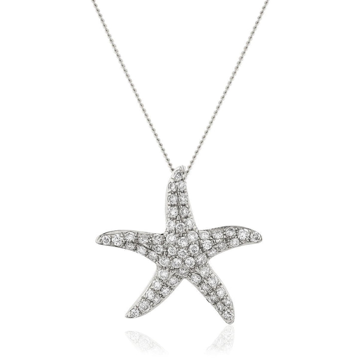 Diamond Star Fish Necklace 0.25ct F VS Quality in 18k White Gold - David Ashley