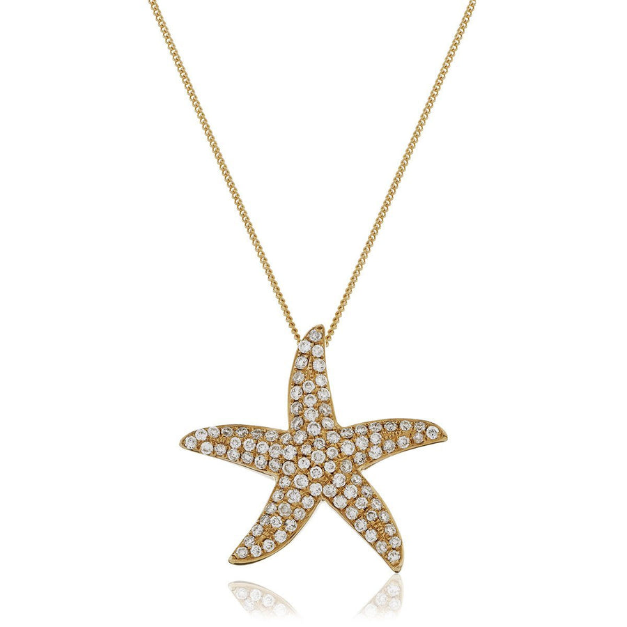 Diamond Star Fish Necklace 0.45ct F VS Quality in 18k Rose Gold - David Ashley