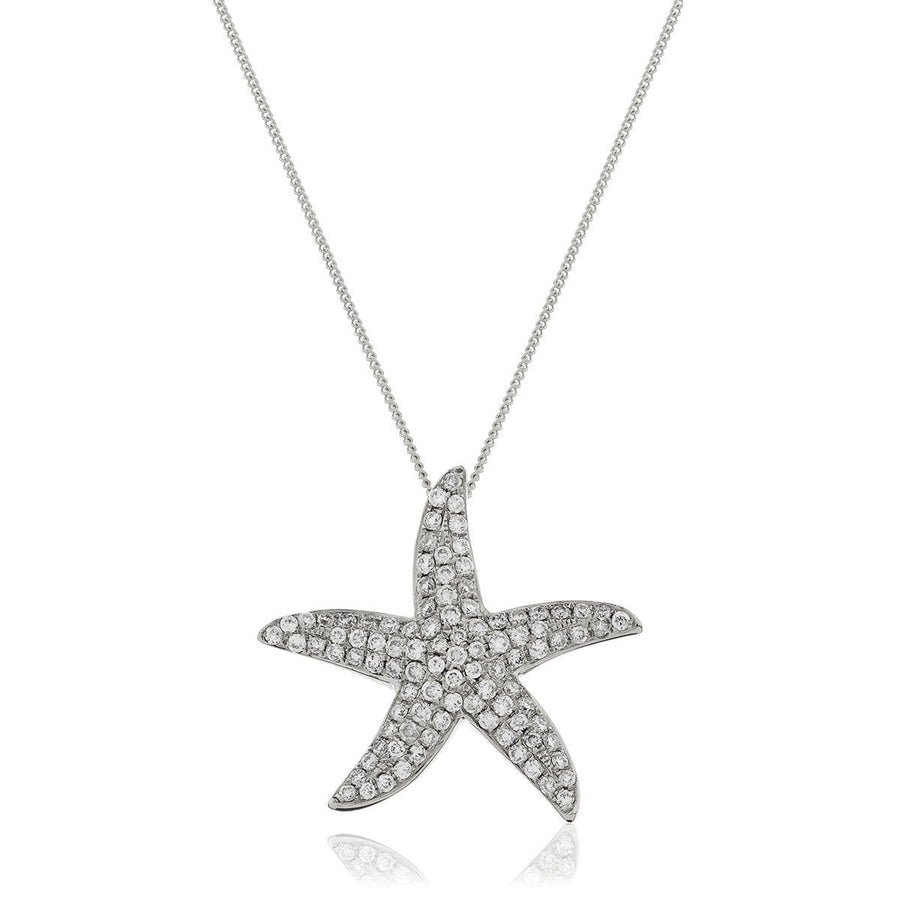Diamond Star Fish Necklace 0.45ct F VS Quality in 18k White Gold - David Ashley