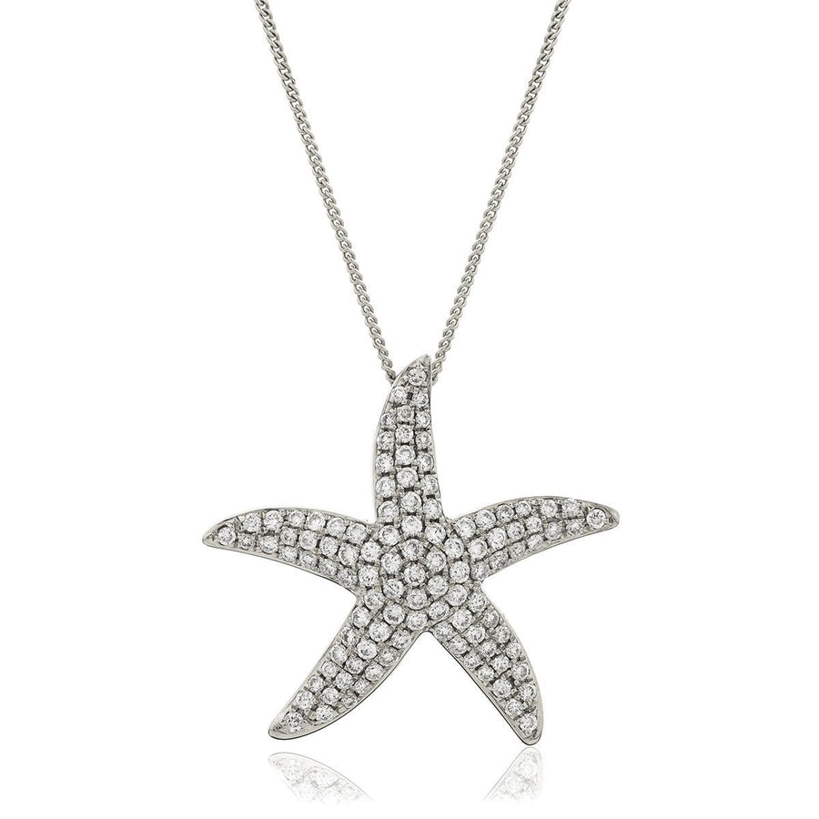 Diamond Star Fish Necklace 0.70ct F VS Quality in 18k White Gold - David Ashley