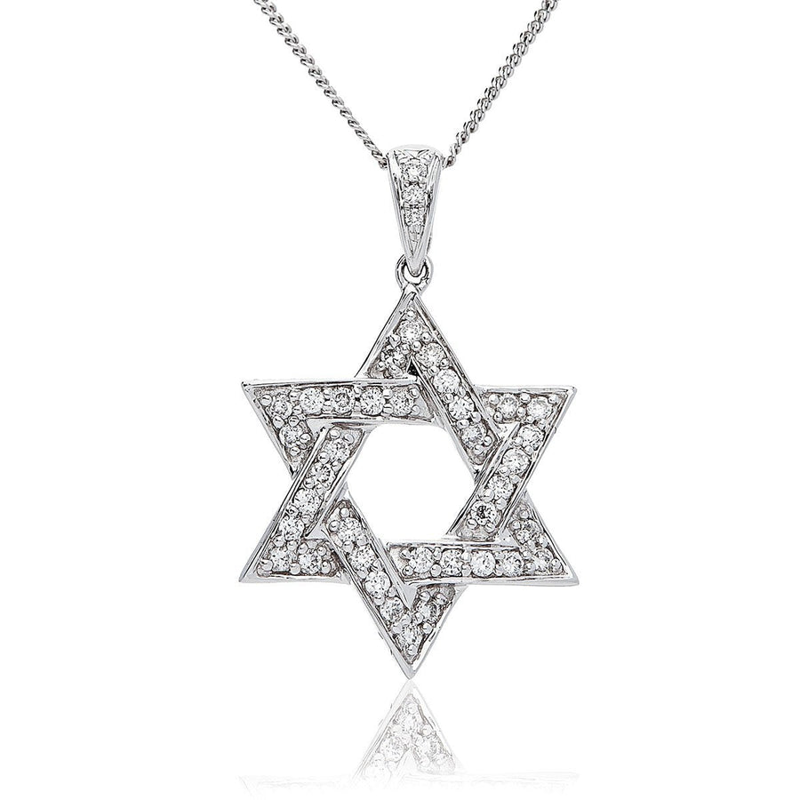 Diamond Star of David Necklace 0.30ct F VS Quality in 18k White Gold - David Ashley