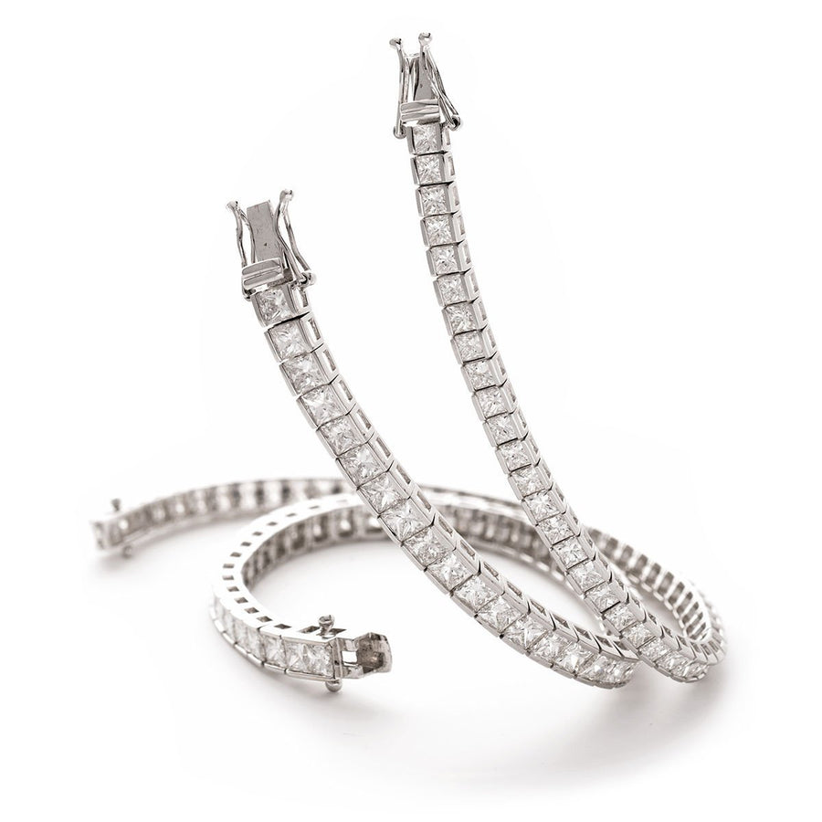 Diamond Tennis Bracelet 13.50ct F VS Quality in 18k White Gold - David Ashley