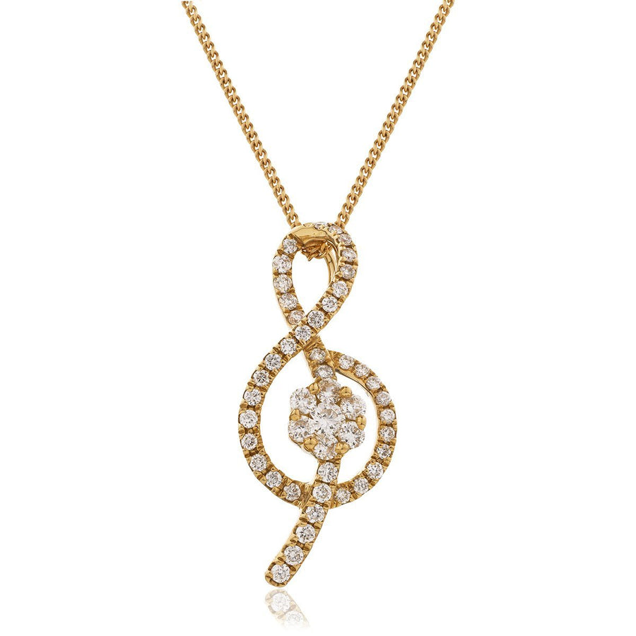 Diamond Treble Clef Necklace 0.40ct F VS Quality in 18k Rose Gold - David Ashley