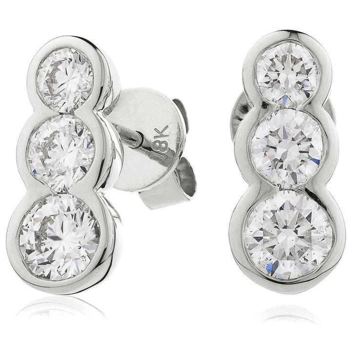Diamond Trilogy Drop Earrings 0.60ct F VS Quality in 18k White Gold - David Ashley