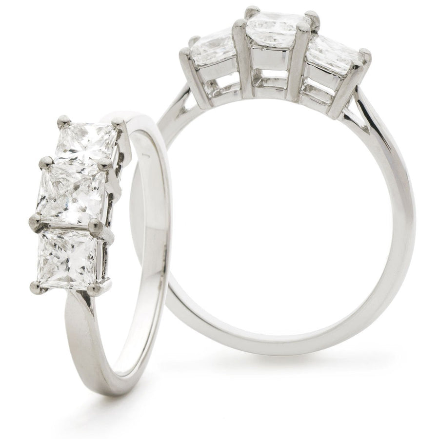 Diamond Trilogy Engagement Ring 0.40ct F-VS Quality in 18k White Gold - David Ashley