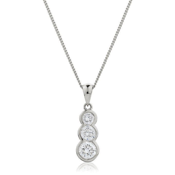 Diamond Trilogy Pendant Necklace 0.30ct F VS Quality in 18k White Gold - David Ashley