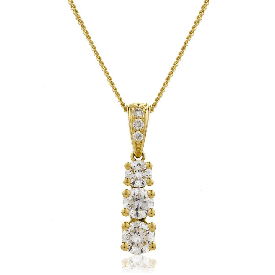 Diamond Trilogy Pendant Necklace 0.50ct F VS Quality in 18k Yellow Gold - David Ashley