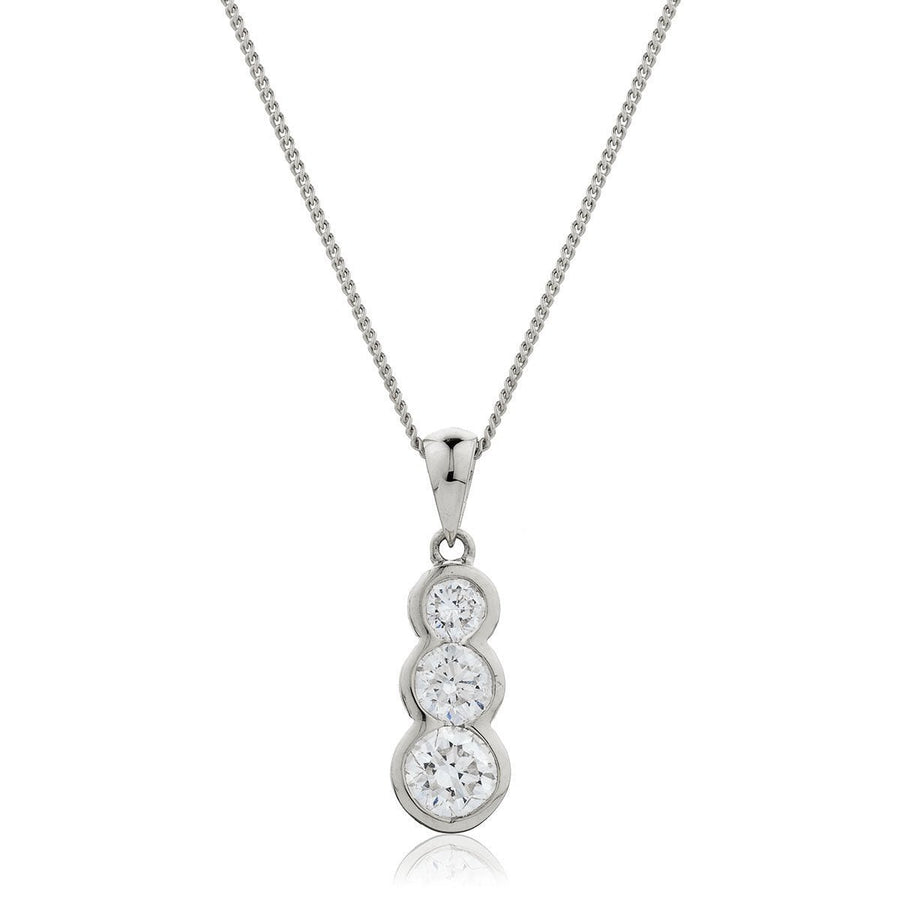 Diamond Trilogy Pendant Necklace 0.55ct F VS Quality in 18k White Gold - David Ashley