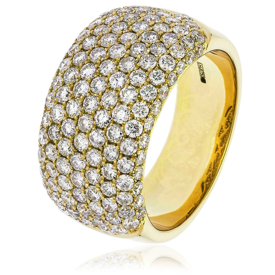 Diamond Wide Pave Ring 12.0mm 2.45ct F-VS Quality in 18k Yellow Gold - David Ashley