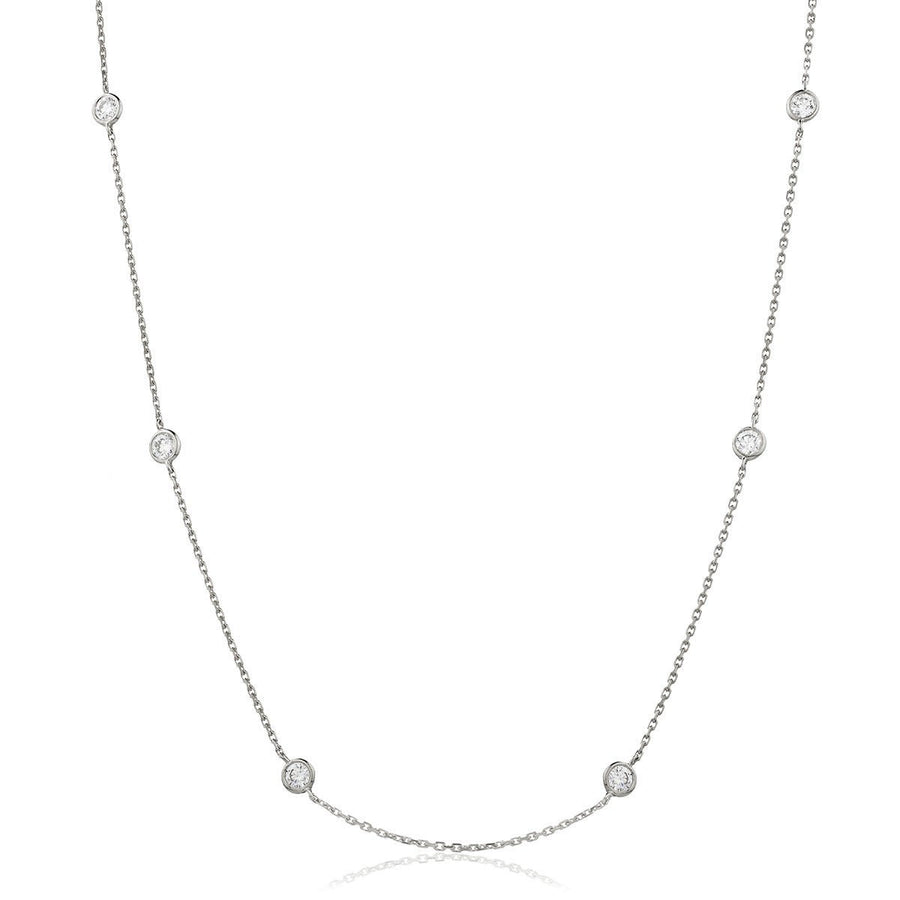 Diamond Yard Necklace 24 Inch 1.33ct F-VS Quality in 18k White Gold - David Ashley
