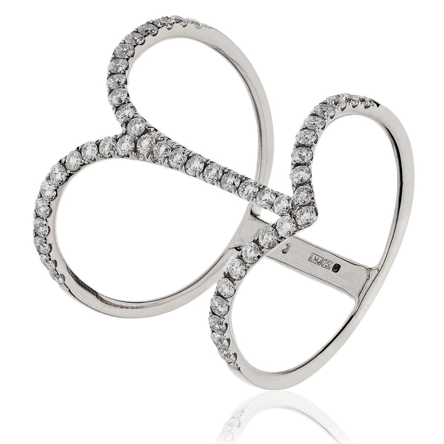 Fancy Designer Diamond Ring 0.50ct F-VS Quality in 18k White Gold - David Ashley
