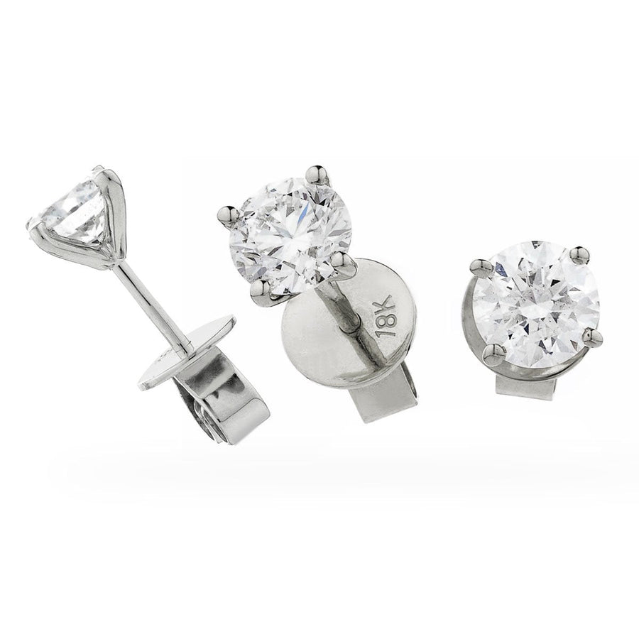 Modern 0.60ct Diamond Stud Earrings F-VS Quality in 18k White Gold - David Ashley