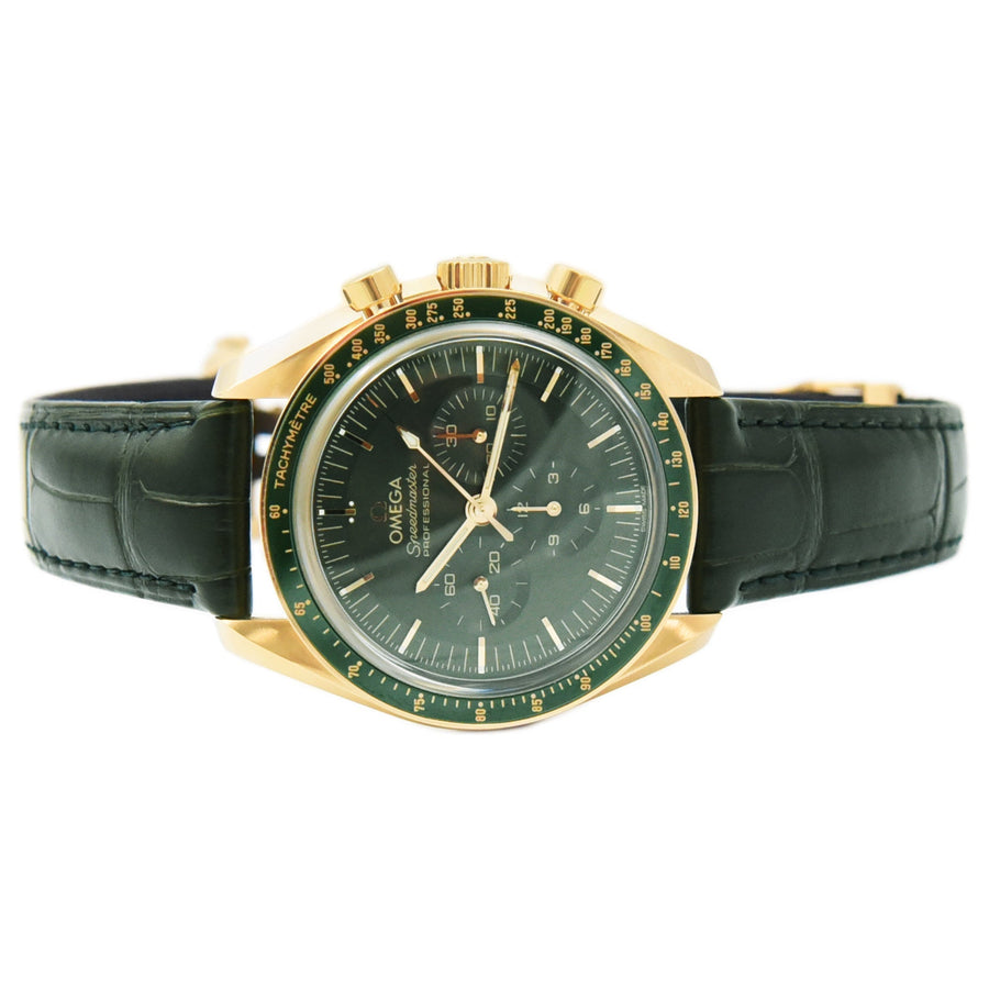 Omega Speedmaster Moonwatch Green Dial Leather Ref: 31063425010001 - David Ashley
