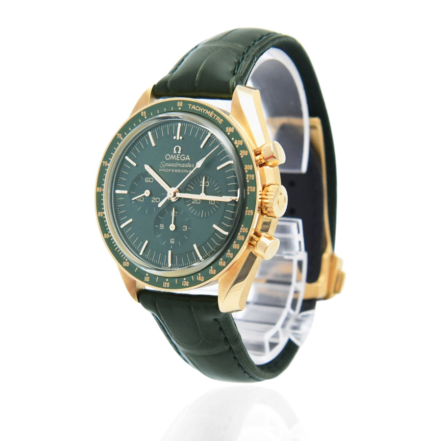 Omega Speedmaster Moonwatch Green Dial Leather Ref: 31063425010001 - David Ashley