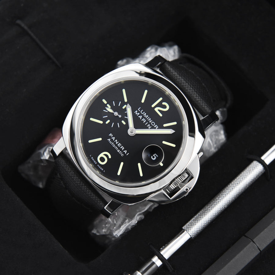 Panerai Luminor Marina Black Dial Leather Ref: PAM00104 - David Ashley