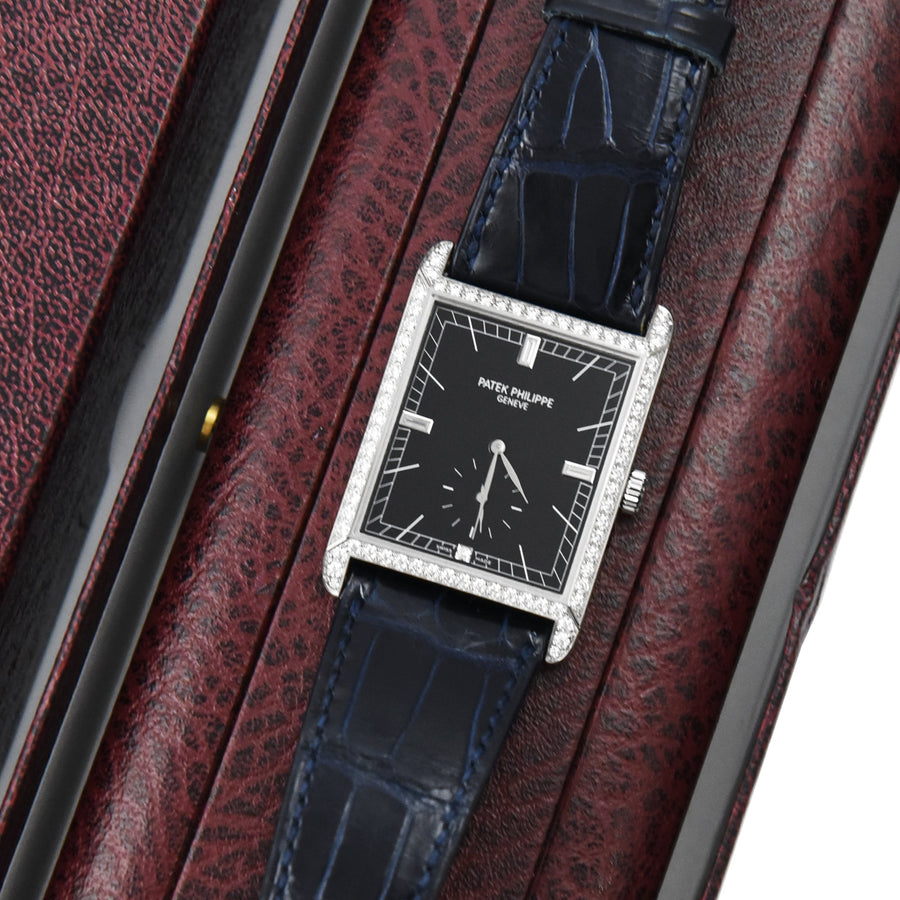 Patek Philippe Gondolo Black Diamond Dial Leather Ref: 5112G-001 - David Ashley