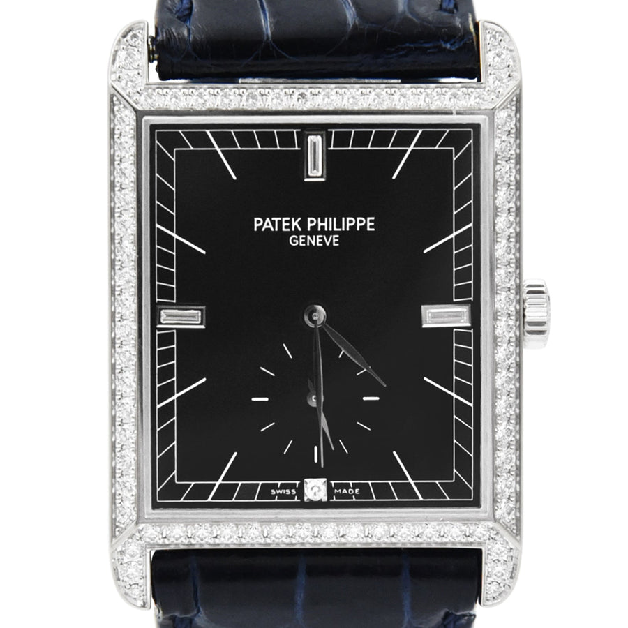 Patek Philippe Gondolo Black Diamond Dial Leather Ref: 5112G-001 - David Ashley