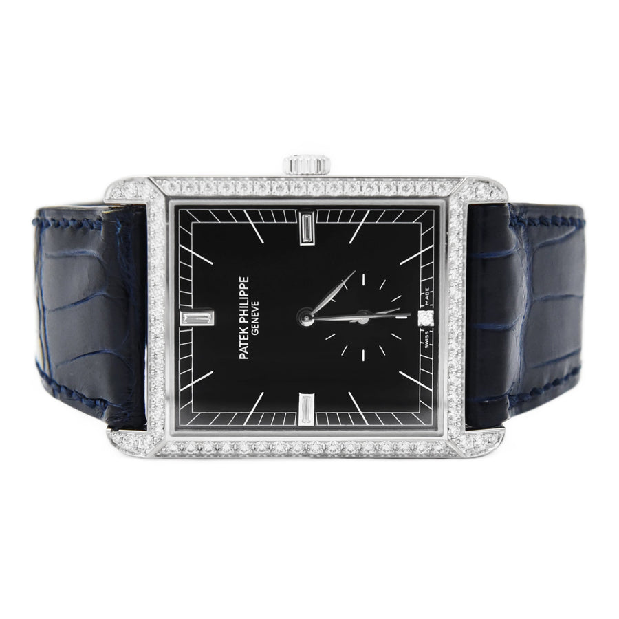 Patek Philippe Gondolo Black Diamond Dial Leather Ref: 5112G-001 - David Ashley