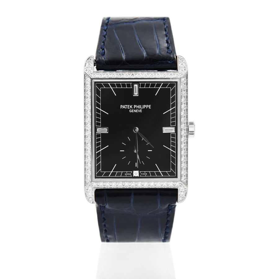 Patek Philippe Gondolo Black Diamond Dial Leather Ref: 5112G-001 - David Ashley