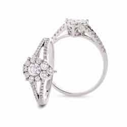 Pear Shape Diamond Cluster Ring 0.60ct F-VS Quality in 18k White Gold - David Ashley
