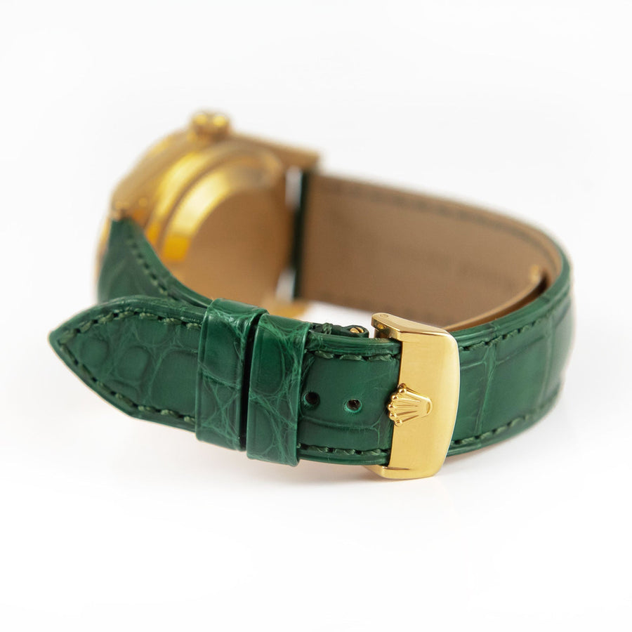 Pre-Owned Rolex Day-Date Green Dial Leather Strap Ref: 118138 - David Ashley