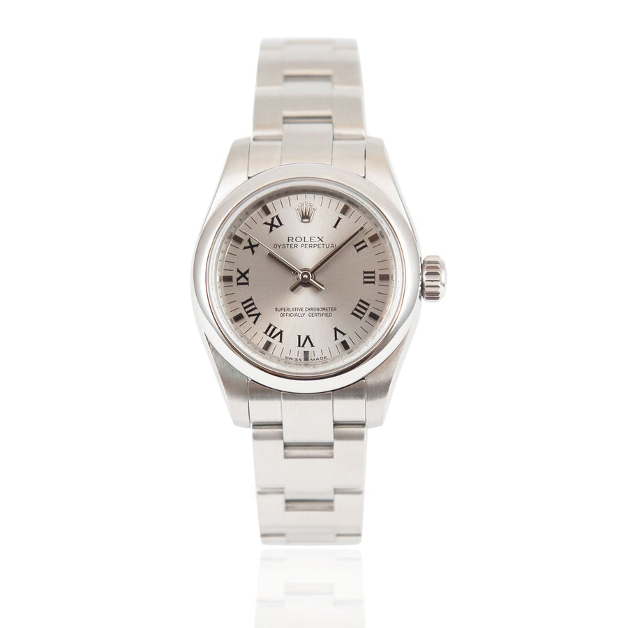 Pre-Owned Rolex Oyster Perpetual Roman Dial Silver Face Steel Ref: 176200 - My Jewel World