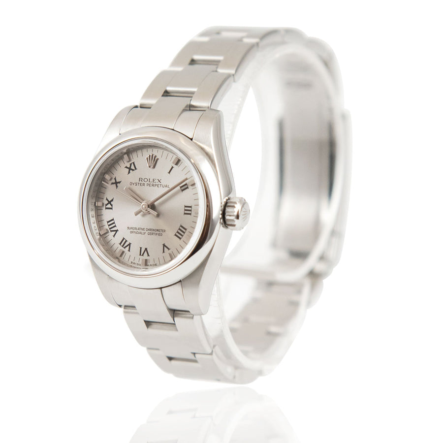 Pre-Owned Rolex Oyster Perpetual Roman Dial Silver Face Steel Ref: 176200 - My Jewel World
