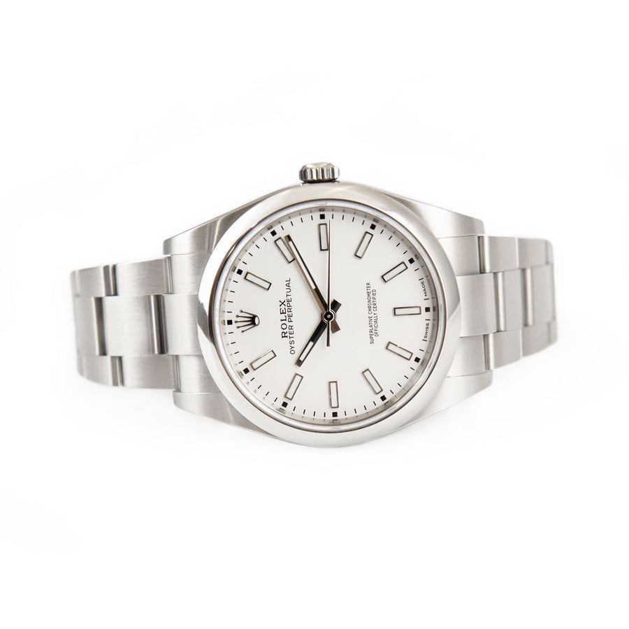 Pre-Owned Rolex Oyster Perpetual White Face Stainless Steel Ref: 114300 - David Ashley