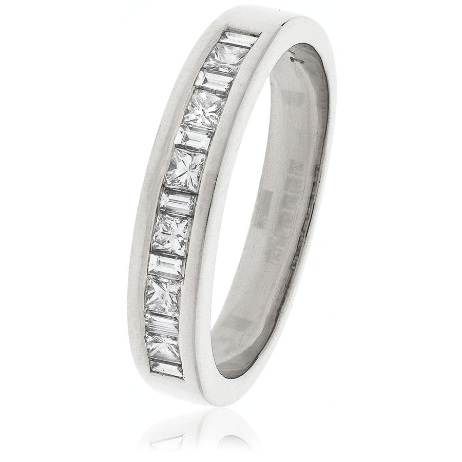 Princess Diamond Eternity Ring 0.50ct F-VS Quality in 18k White Gold - David Ashley