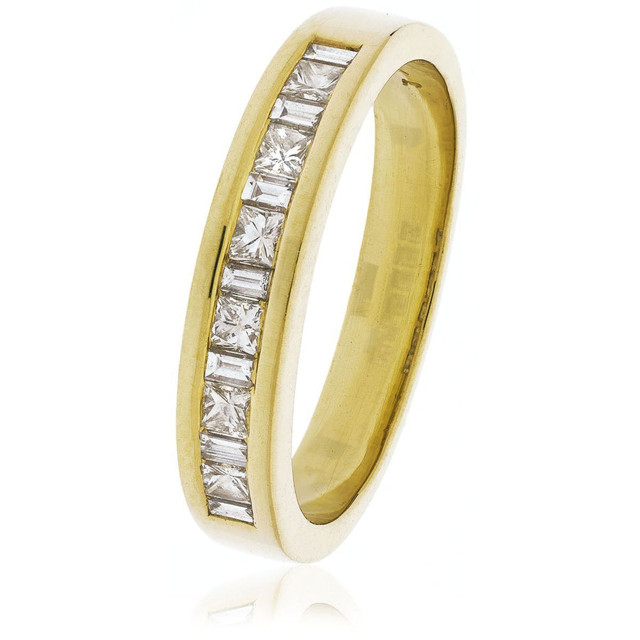 Princess Diamond Eternity Ring 0.50ct F-VS Quality in 18k Yellow Gold - David Ashley