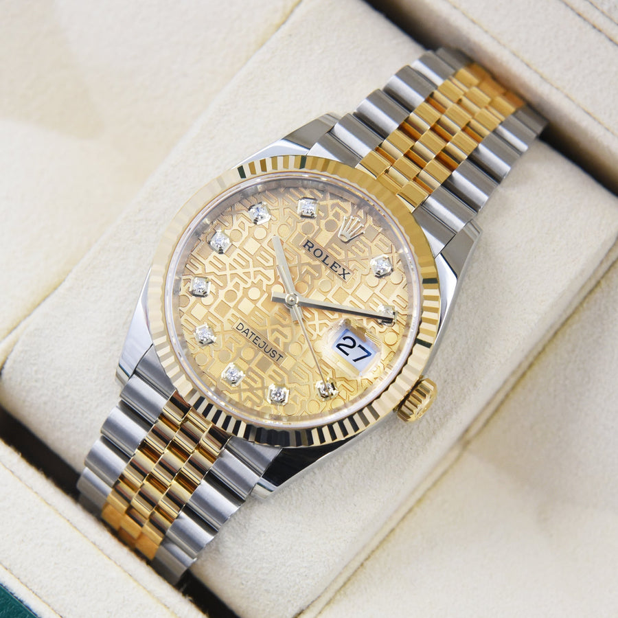 Rolex DateJust Champagne Diamond Dial Gold & Steel Ref: 126233 - David Ashley