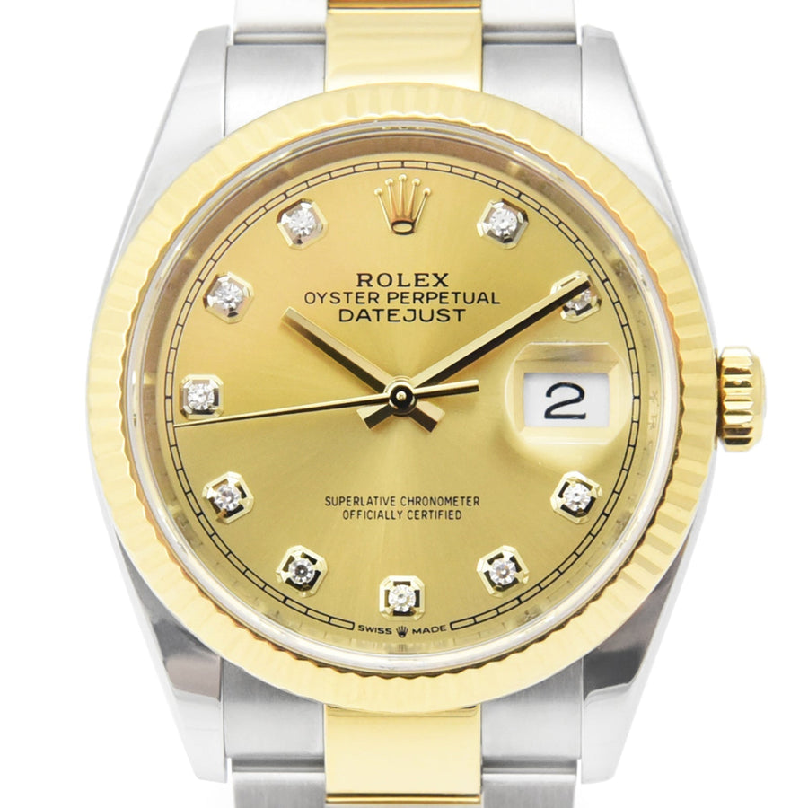 Rolex DateJust Champagne Diamond Dial Gold & Steel Ref: 126233 - David Ashley