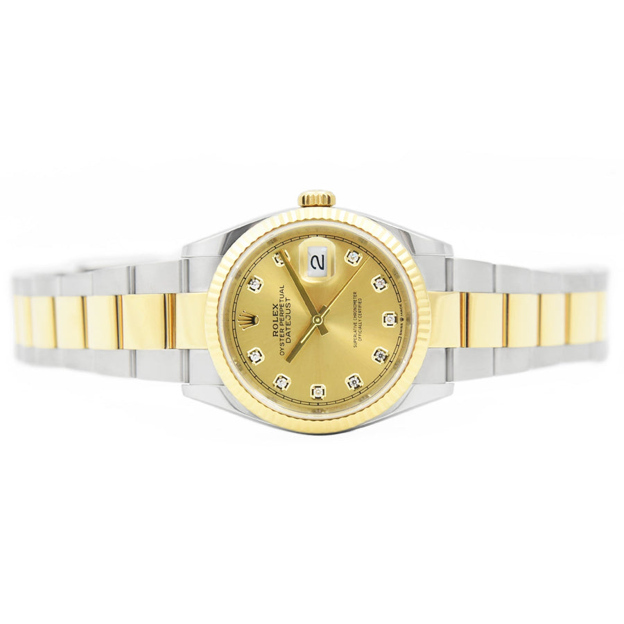 Rolex DateJust Champagne Diamond Dial Gold & Steel Ref: 126233 - David Ashley