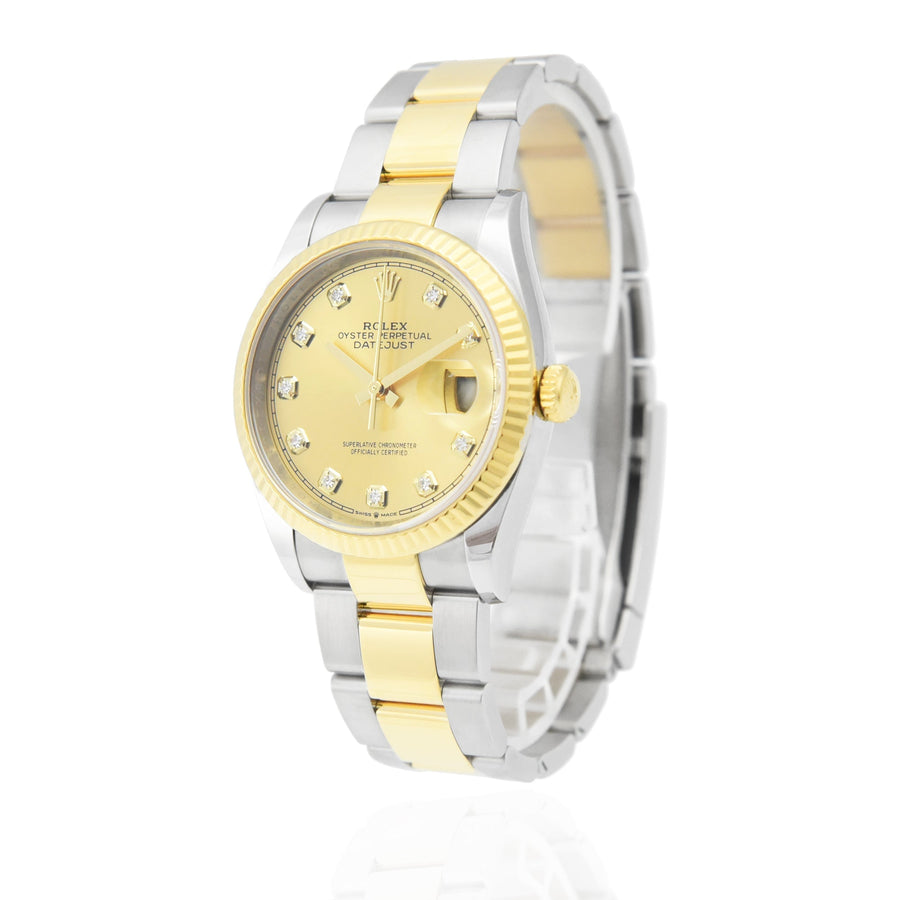 Rolex DateJust Champagne Diamond Dial Gold & Steel Ref: 126233 - David Ashley