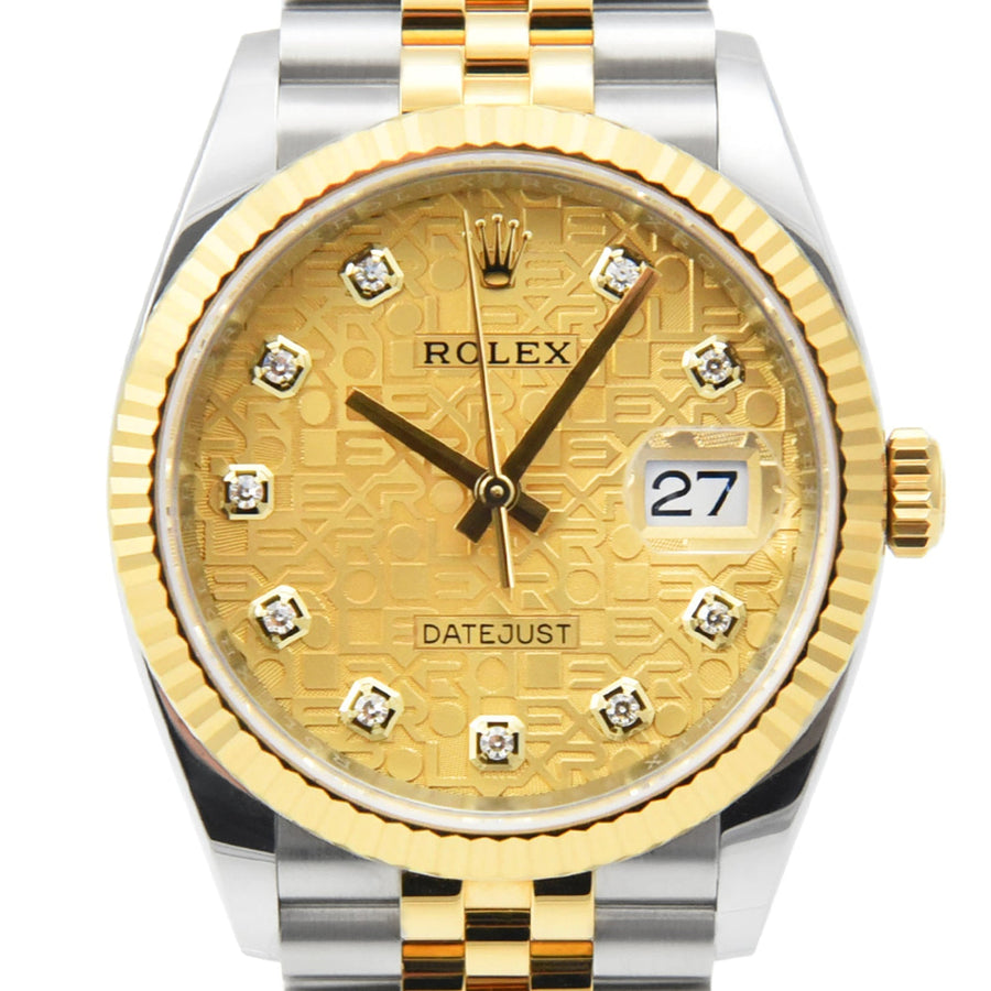 Rolex DateJust Champagne Diamond Dial Gold & Steel Ref: 126233 - David Ashley